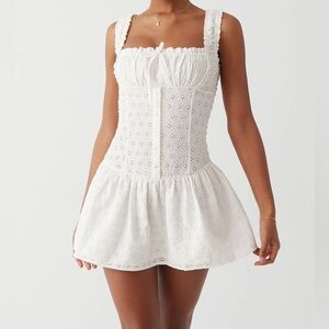 NEW Frankie’s Bikinis Christa Eyelet Mini Dress, Size XS